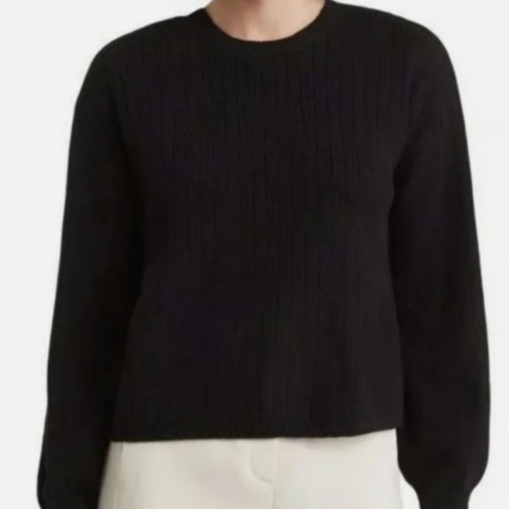 DKNY Classic Cashmere Blend Crew Neck Sweater Sz XL Black